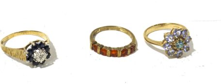 Three 9ct gold ladies' rings.