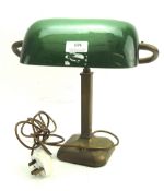 An early 20th century brass and green glass banker's desk lamp.