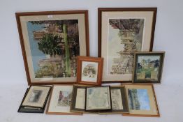 A collection of prints and pictures and a tapestry, some of local interest.