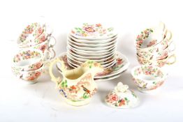 An early 19th century Staffordshire porcelain transfer printed part tea service.