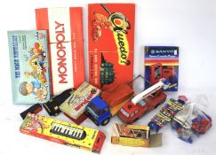 An assortment vintage toys and accessories.