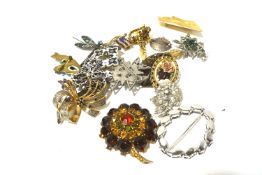 Twenty vintage brooches.