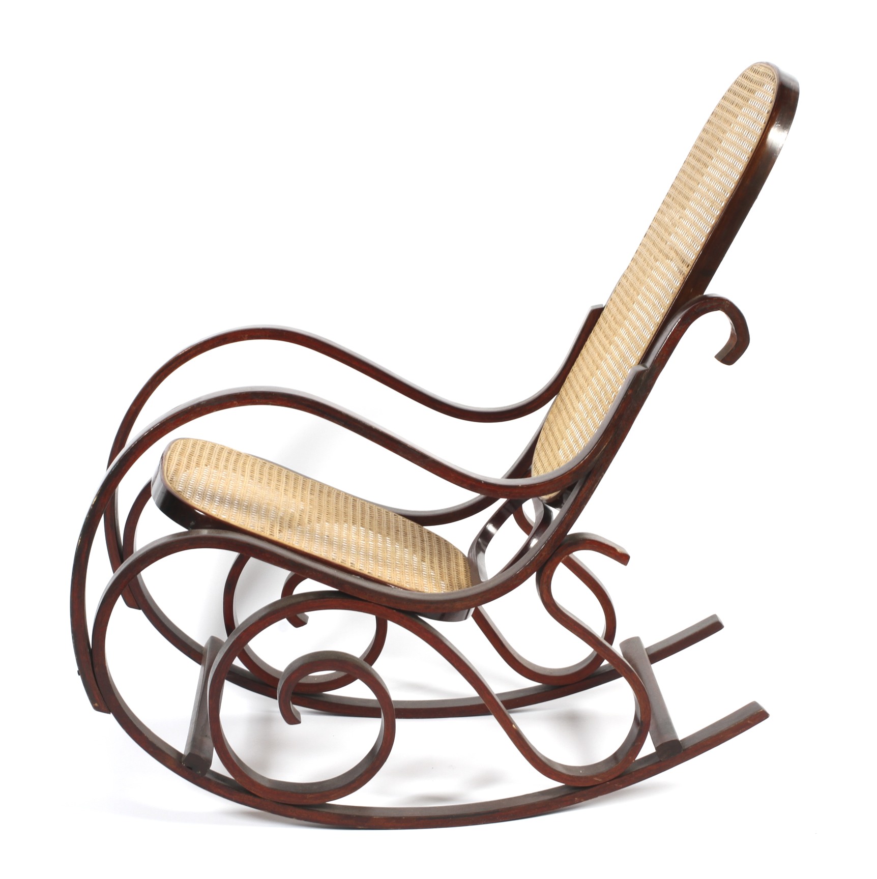 A 20th century Thonet style bentwood rocking chair.