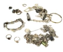 An assortment of silver and white metal jewellery.