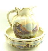 A Victorian ceramic pitcher and basin.