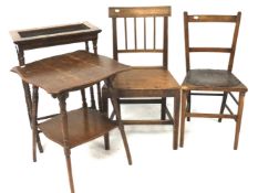Two late 19th/early 20th century chairs, a table and a plant pot stand.