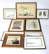 A group of maritime limited edition prints and watercolours.