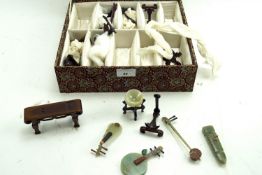 A miniature set of Chinese musical instruments.