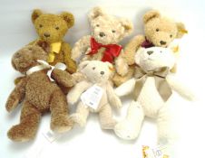 Six contemporary Steiff teddy bears.