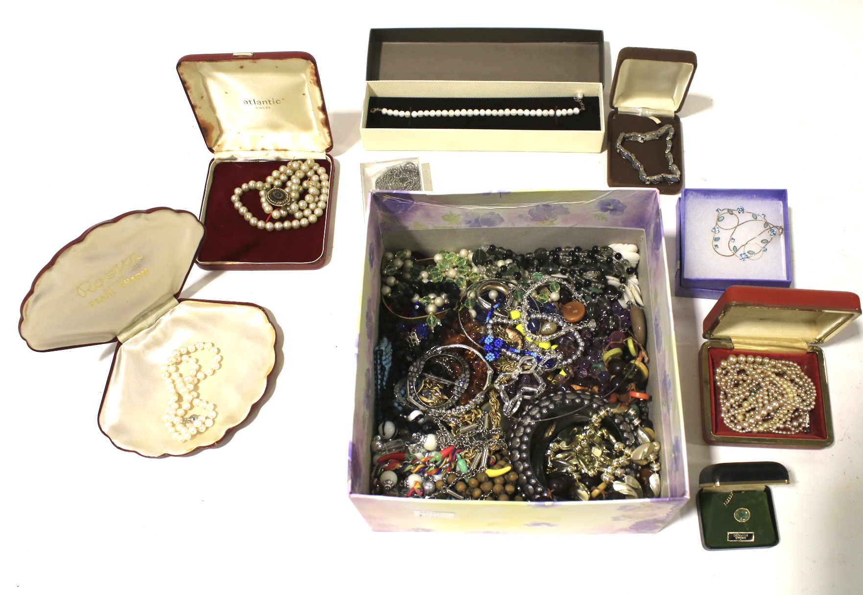 An assortment of vintage costume jewellery.