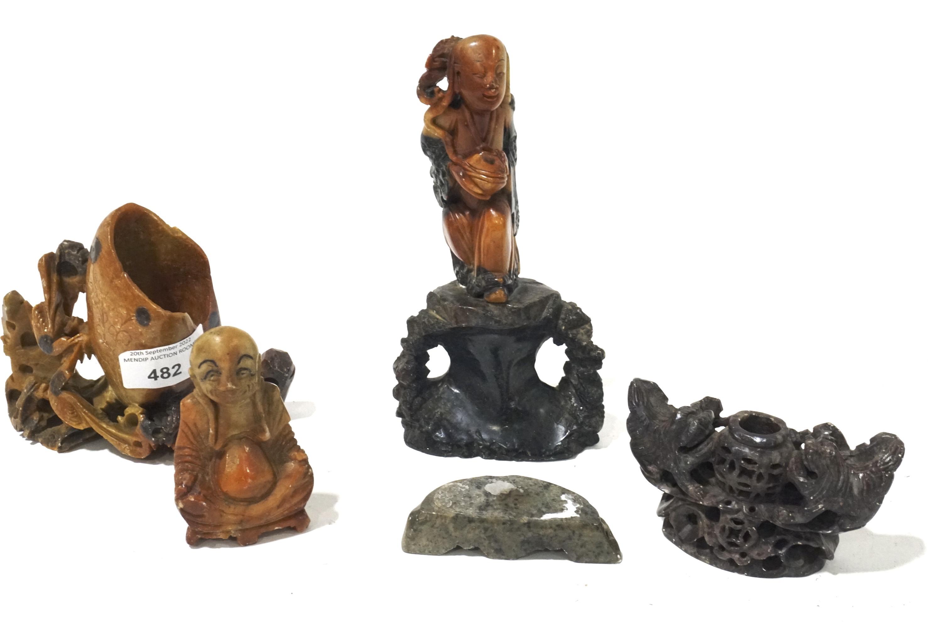 A group of 20th century Chinese soapstone carvings.