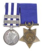 A Victorian Egypt 1882-1889 medal and an Egypt Khedive Star.