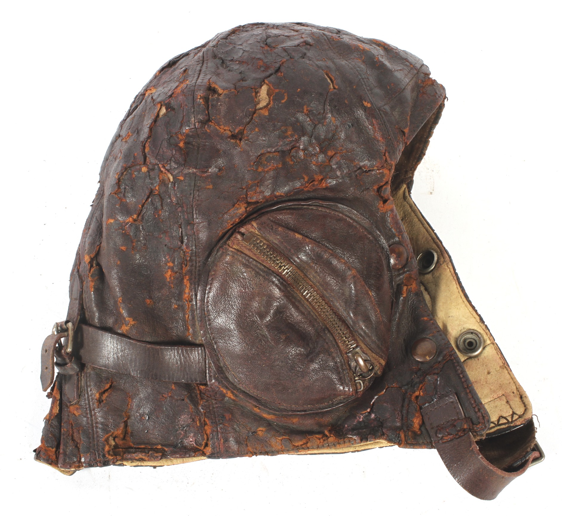 WW2 Fighter pilot's leather helmet and googles - Bild 3 aus 3