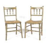 Pair of 19th century beech framed rush seat dining chairs.