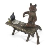 A Viennese cold painted bronze model of a fox by Franz Bergman, early 20th century.