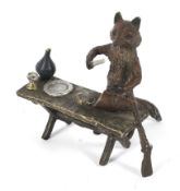 A Viennese cold painted bronze model of a fox by Franz Bergman, early 20th century.
