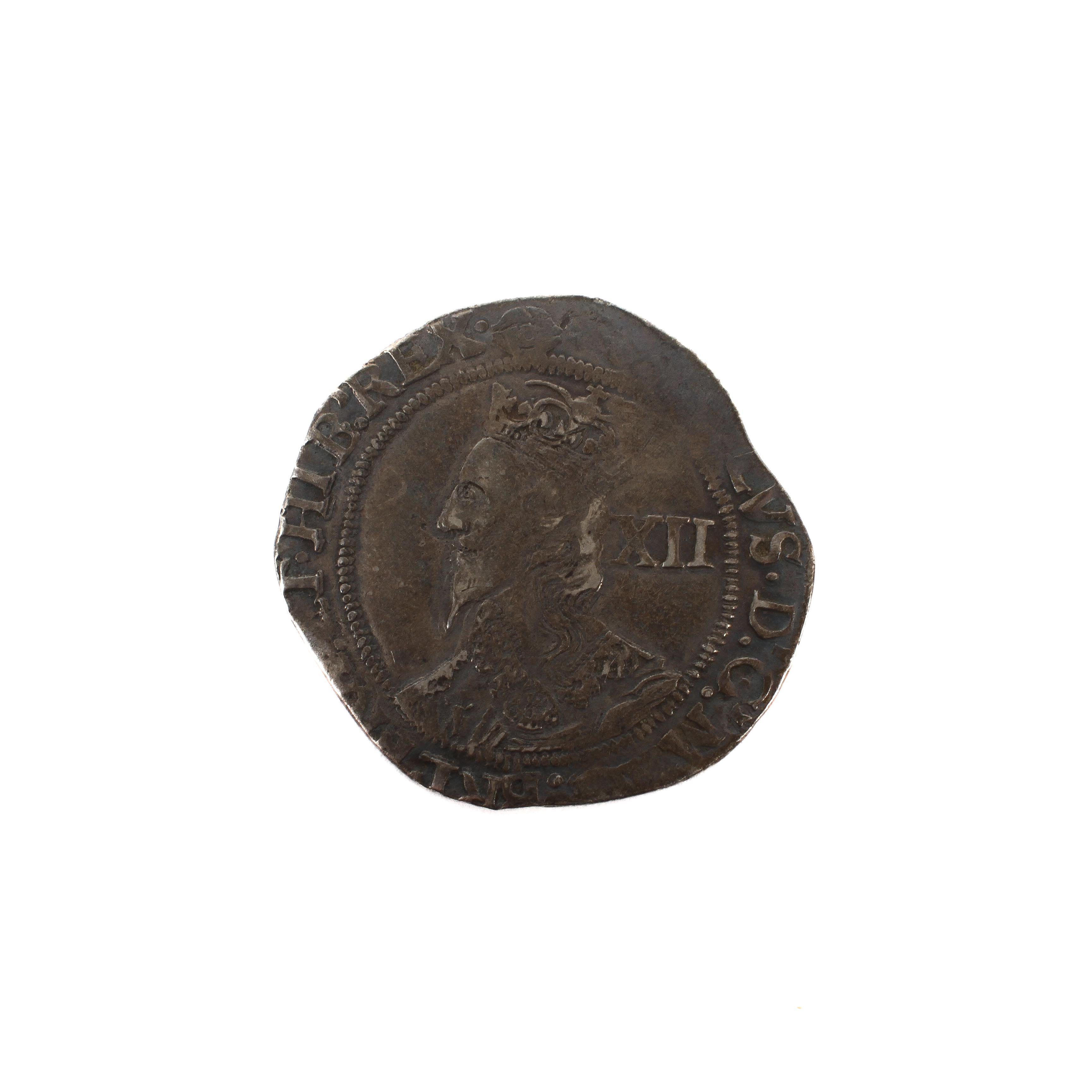 A Charles I shilling coin with mint mark eye. - Bild 2 aus 2