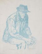 Paul Hogarth (mid-20th Century School), The Stone Mason, lithograph.