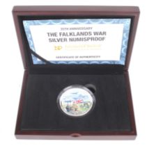 A 35th Anniversary Falklands ware silver medallion