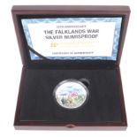 A 35th Anniversary Falklands ware silver medallion