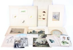 A good collection of 19th century and later Christmas cards, etchings, watercolours and prints.