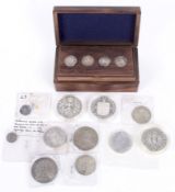 A group of eleven silver coins.