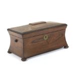 A William IV rosewood waisted rectangular tea caddy.