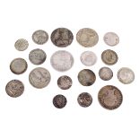 A small quantity of 19th and 20th century silver coinage. Including 1878 and 1899 half crowns.
