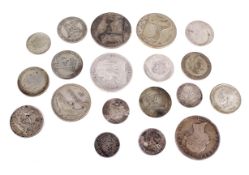 A small quantity of 19th and 20th century silver coinage. Including 1878 and 1899 half crowns.