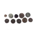 Ten Roman coins.