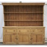 A 19th century pine farmhouse open dresser of large proportion.