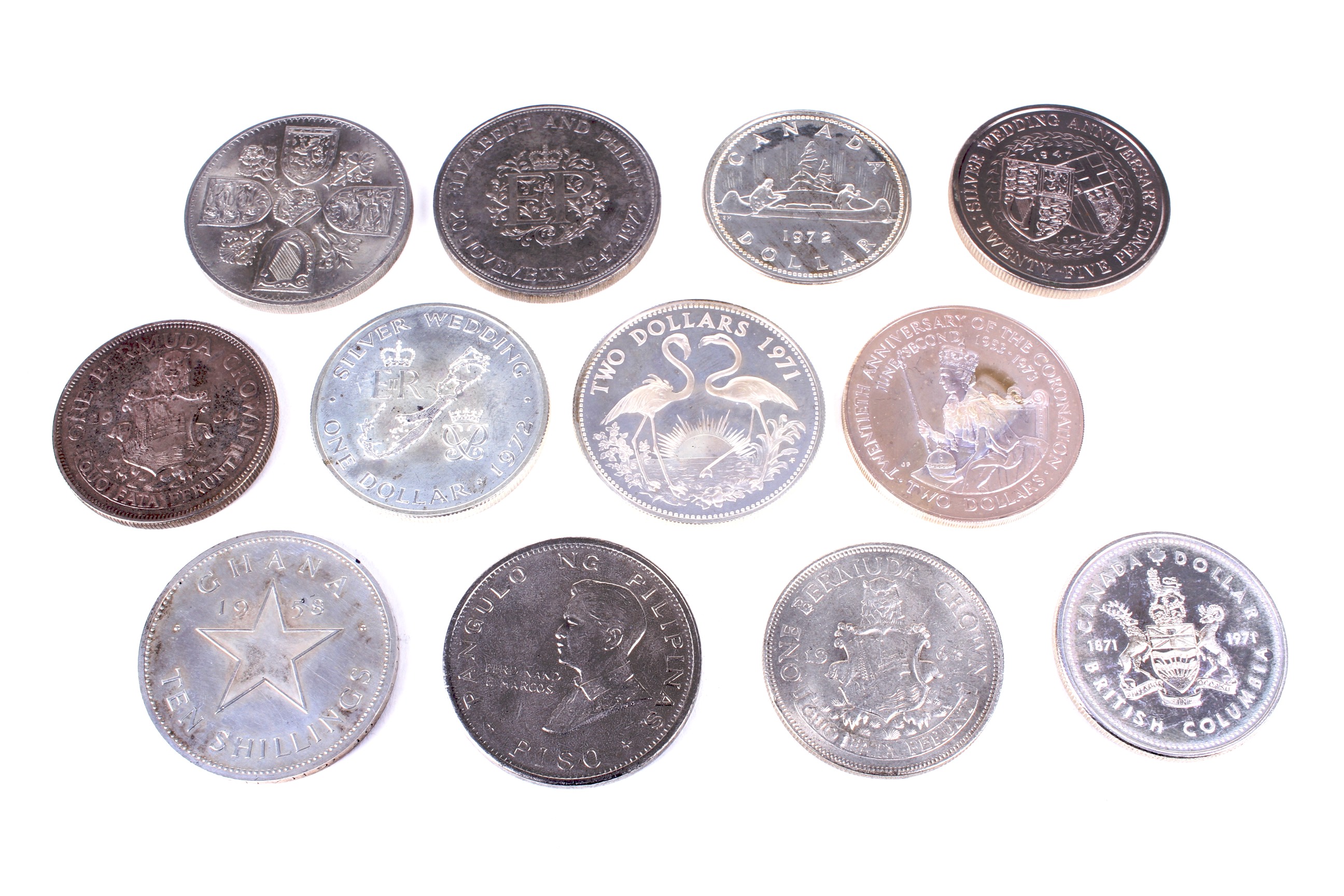 Twelve crown-size world coins, some silver. - Image 2 of 2