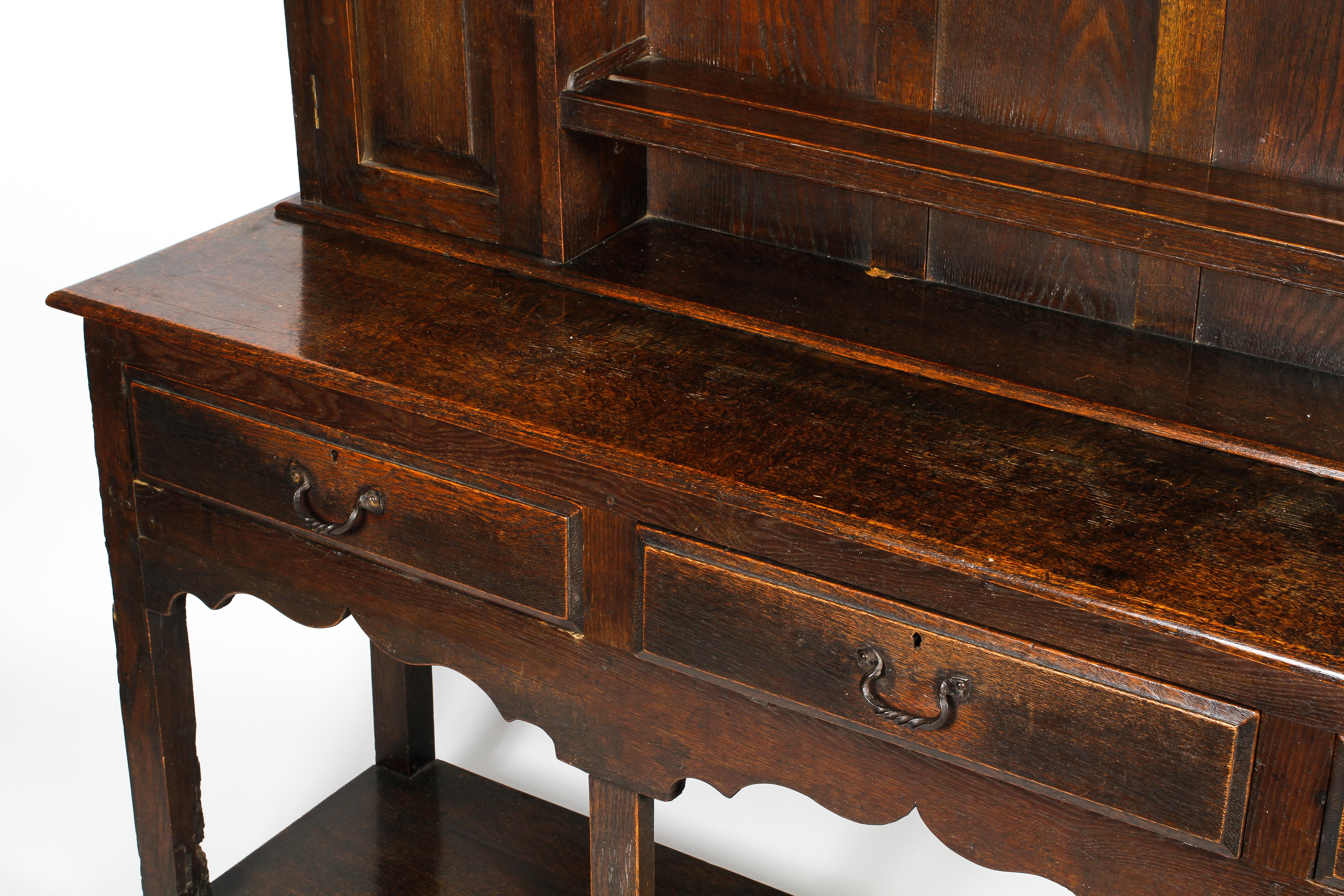 An 18th/19th century oak open dresser. - Image 2 of 3