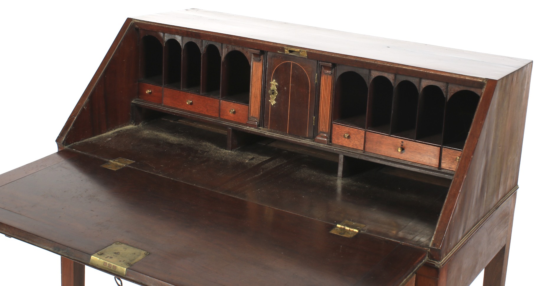 A 19th century mahogany inlaid Sheraton desk on stand. - Image 2 of 2