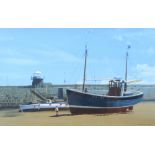 Derek Williams (1932-2009), Beached Fishing Boats, gouache on paper. Signed lower right, framed, 45.