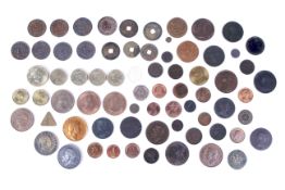 A group of mainly copper and bronze coins, English and a few world examples.