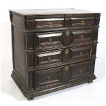 A 17th century oak chest of drawers.