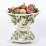 A late 19th century German porcelain basket centrepiece.