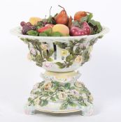 A late 19th century German porcelain basket centrepiece.