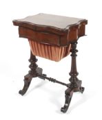 A fine Victorian rosewood fold over games work box table.