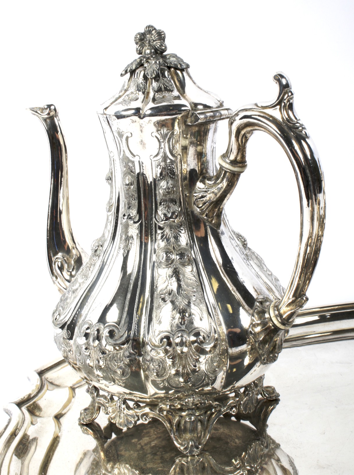 A Victorian silver-plated tea and coffee service and a tray. - Image 2 of 2