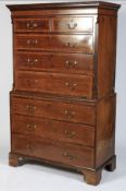 An early 19th century mahogany chest on chest.