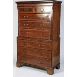 An early 19th century mahogany chest on chest.