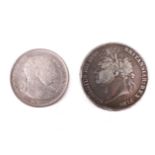 Two 19th century coins. An 1821 crown and an 1817 half crown. Faint scratches to the bust.