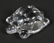 A Daum glass model of a turtle. Etched marks to footrim, naturalistically modelled, 9.