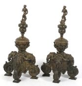A pair of French 19th century bronze andirons.