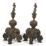 A pair of French 19th century bronze andirons.