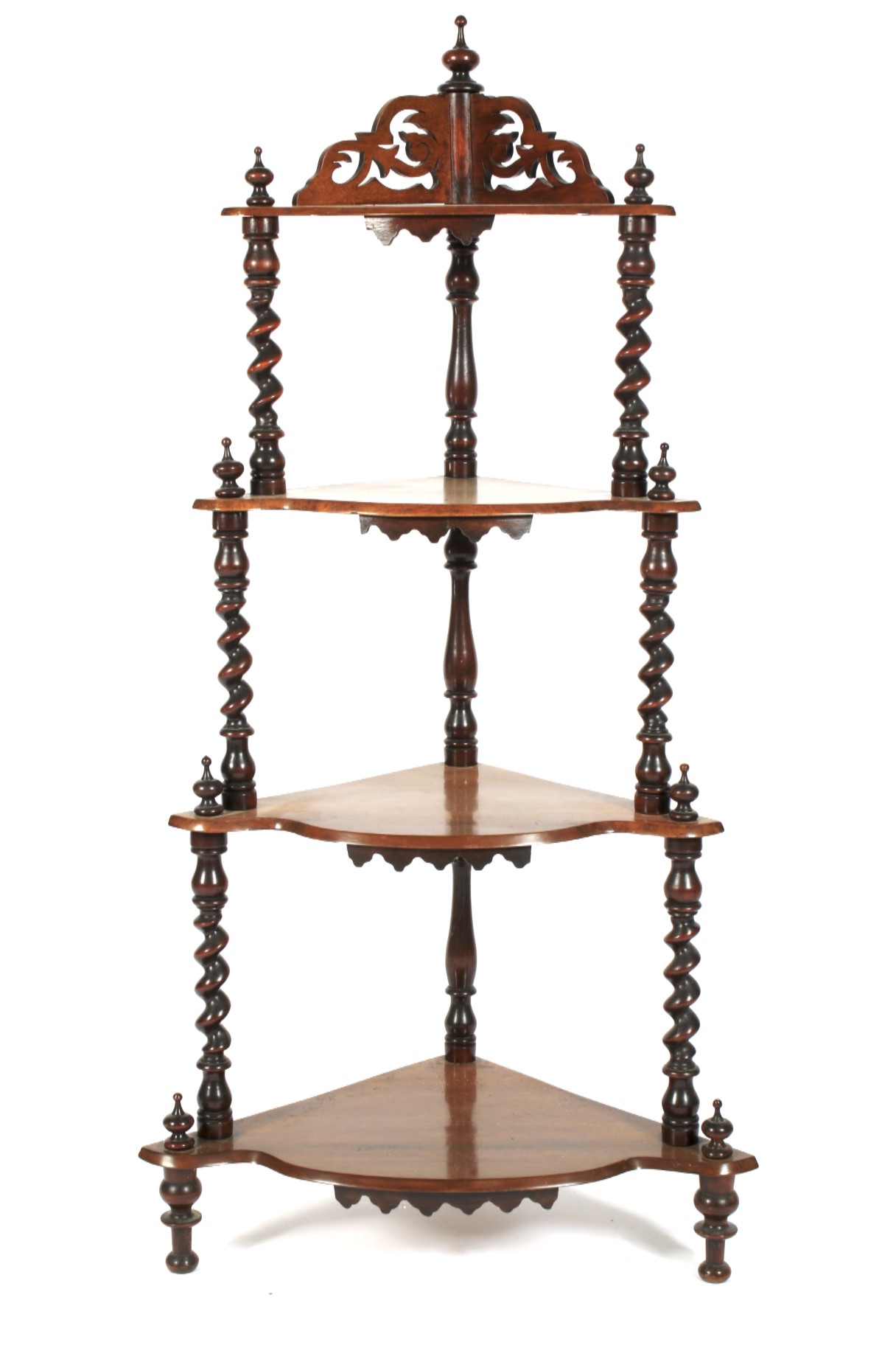 A Victorian four tier serpentine shaped whatnot.