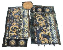 Various sections of a 19th century Chinese dragon robe.