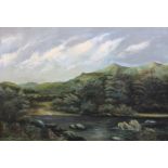 Late 19th Century British School, Mountainous Scottish Landscape, oil on canvas.